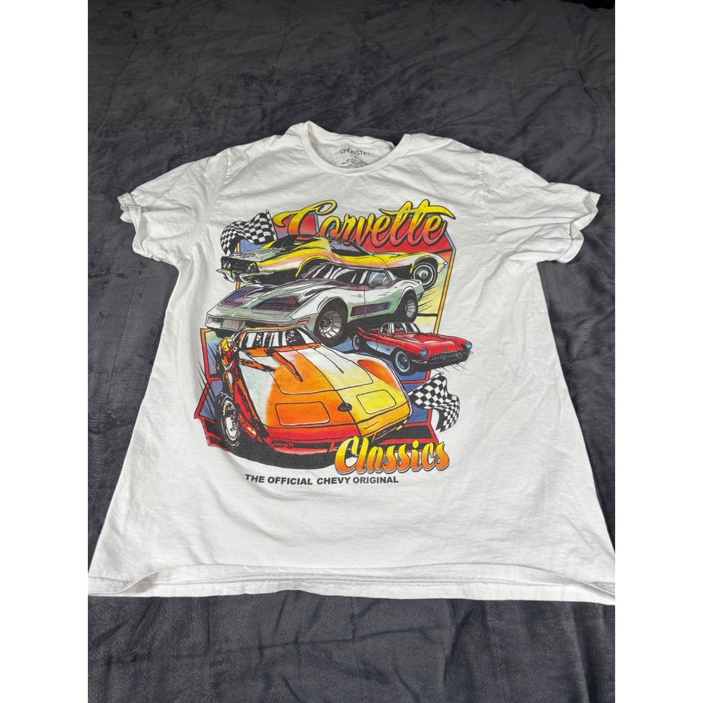 Chemistry Corvette‎ Classics White Graphic T-Shirt Mens Large Official Chevy Tee